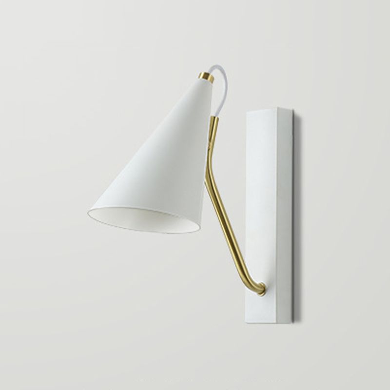 Single Contemporary Black/White Wall Mounted Sconce Metallic Shaded Wall Light
