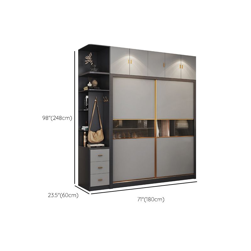 Modern Wood Freestanding Wardrobe Soft Close Drawer and Doors Wardrobe