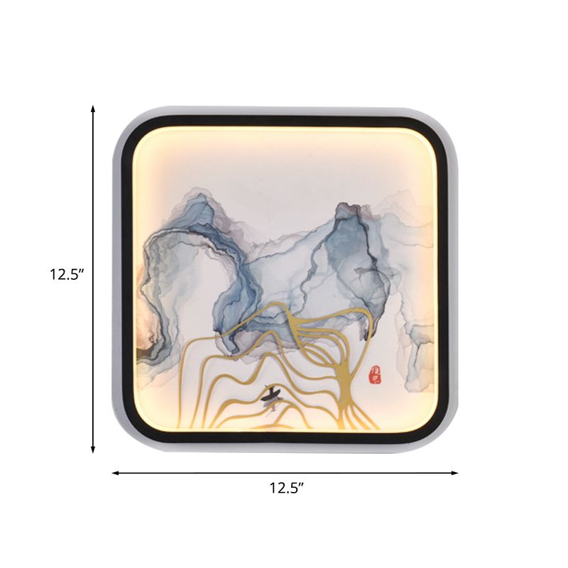 Iluminación mural de montaña de metal río río