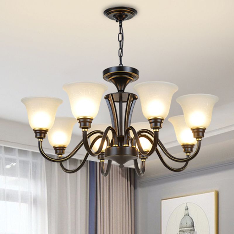 Handblown Glass Bell Suspension Light Rustic Living Room Chandelier Light Fixture