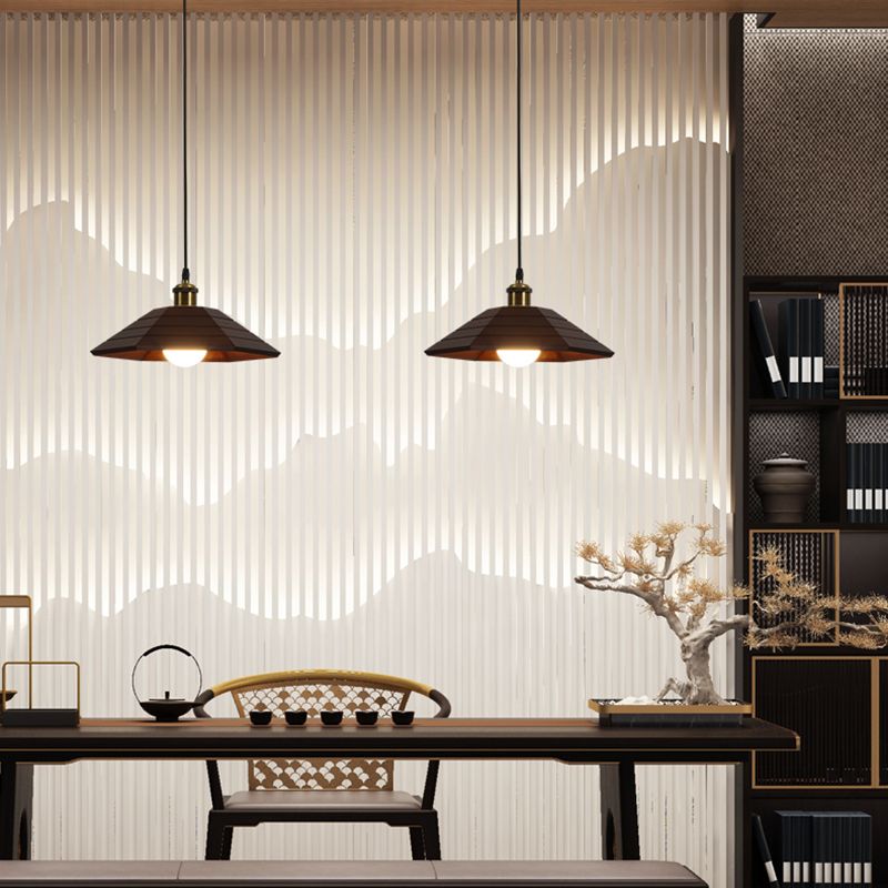 Accesorio de iluminación colgante sombreada de madera Luz de techo de estilo moderno para sala de estar