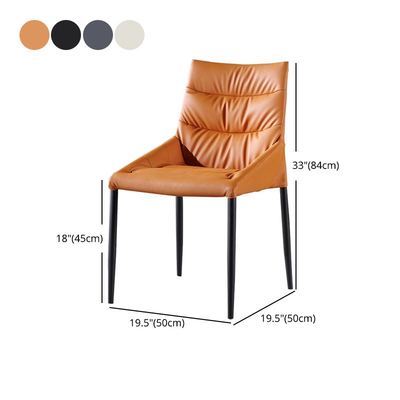 Silla de comedor de metal de estilo moderno, silla lateral sin brazos de comedor de cuero para cocina