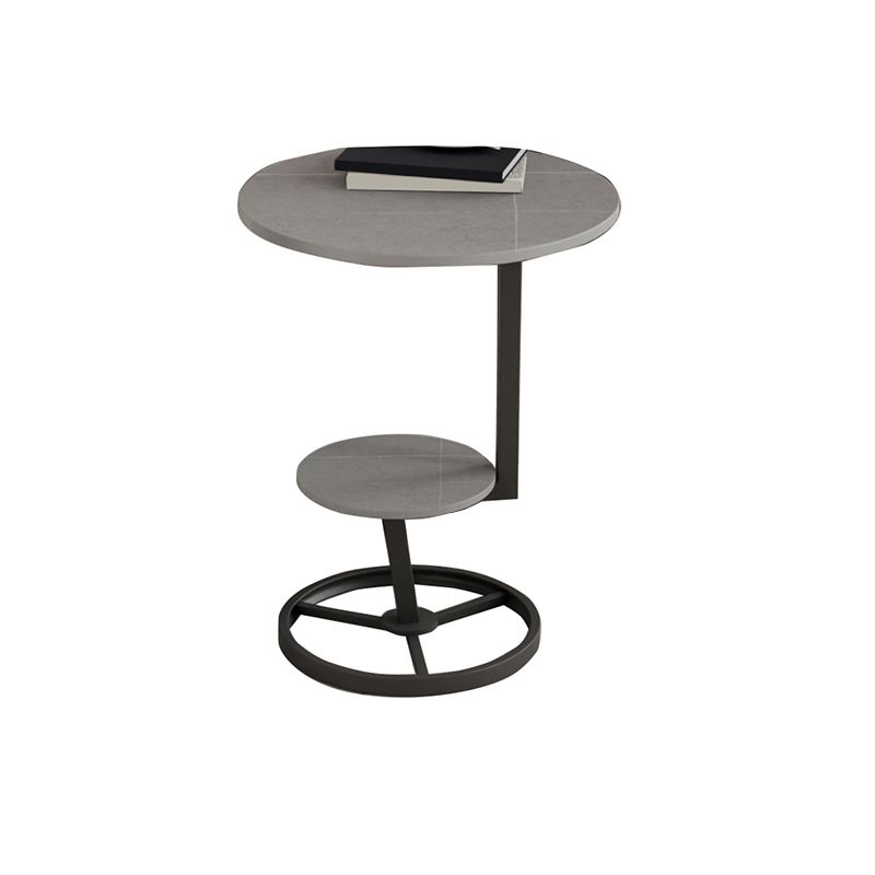 Modern Double Tier Side End Table Round Corner Table for Living Room