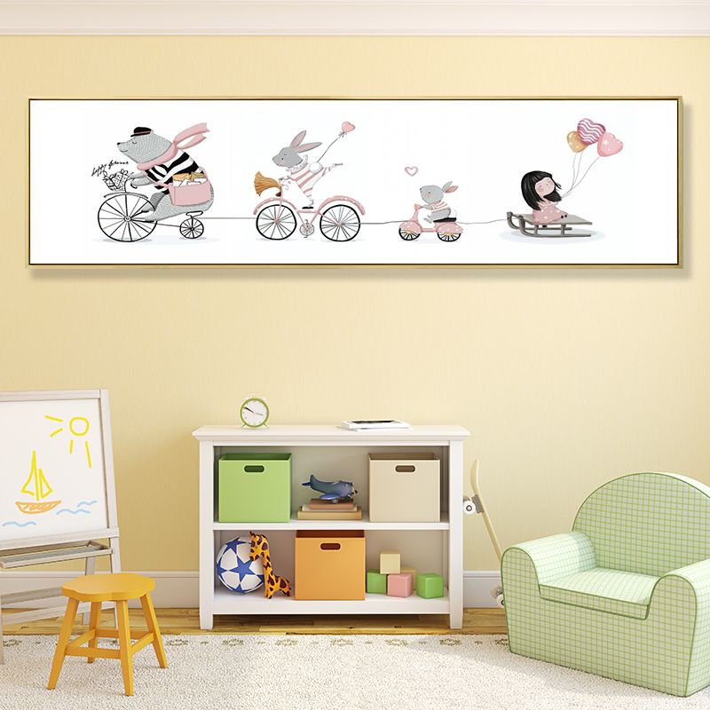 Dessin d'animaux sur toile, couleur Pastel, décoration murale de dessin animé pour chambre d'enfant