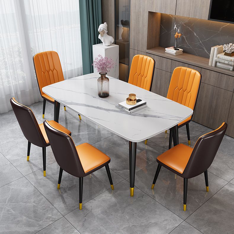 Minimalist Style Traditional Height Sintered Stone Dining Table Rectangle Dining Room Set For Home