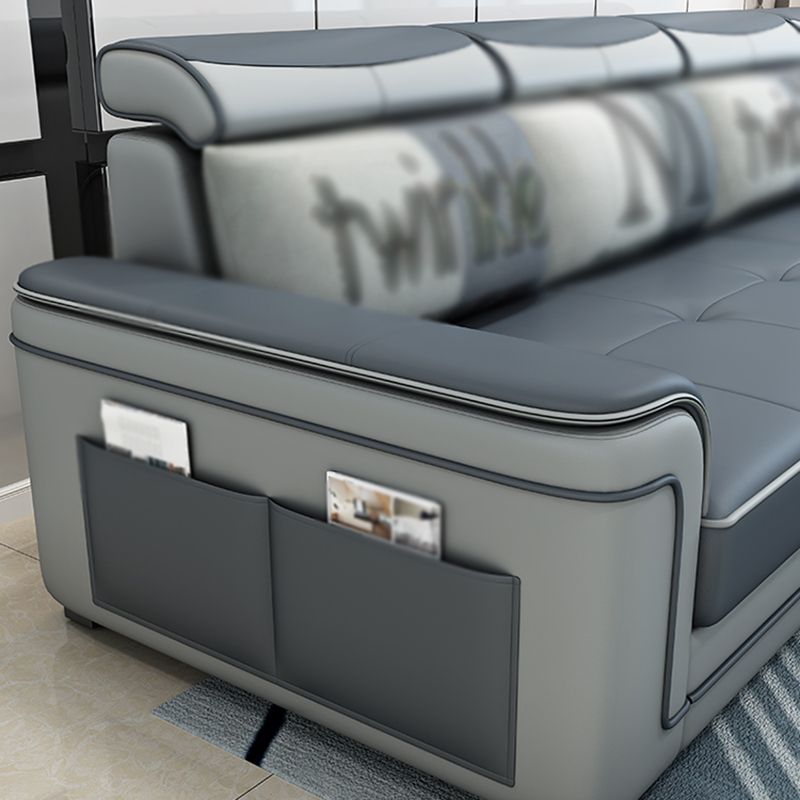 Modern Faux Leather/Linen Blend Sofa and Chaise 4-seat L-Shape Sectionals with Storage