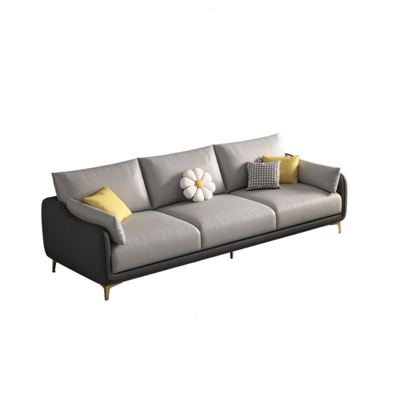 Contemporary Sloped Arm Faux Leather Stain Resistant Sofa Couch