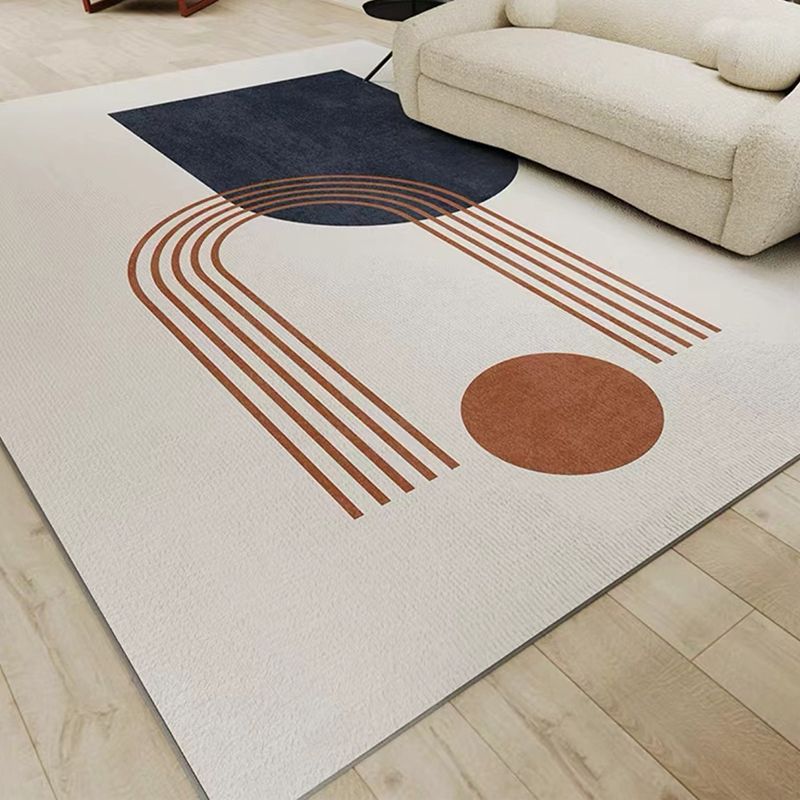 Grey Simple Carpet Polyester Stripe Carpet Non-Slip Backing Carpet for Home Decor