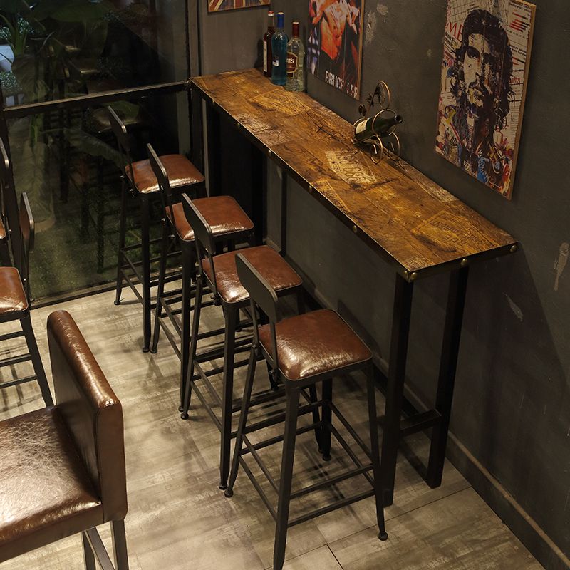 Modern Wood Storage Counter Height Table Brown Bistro Accent Dining Table