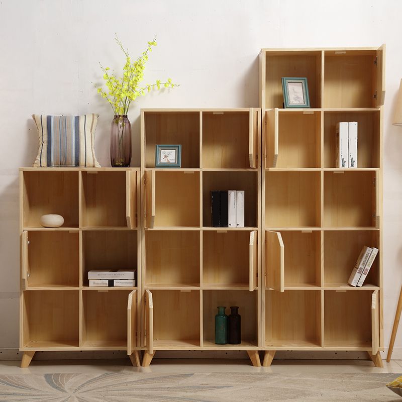 Modern Standard Wooden Bookshelf Closed Back Natural Bookcase with Shelves