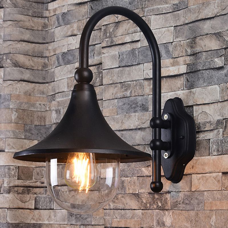 Cone Shape Metal Wall Light Industrial Style 1 Light Wall Light Sconce in Black