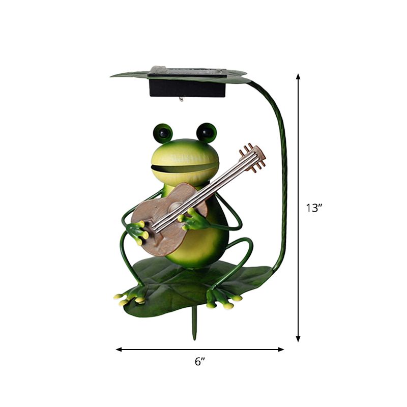Frog and Violin/Guitar/Crown Solar Lamp Countryside Metal Green LED Ground Lighting for Garden