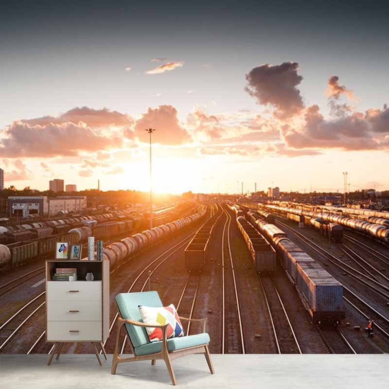 Modern Style Wall Mural Wallpaper Urban Transportation Sitting Room Wall Mural