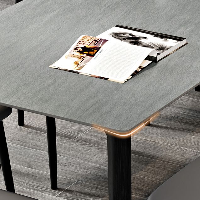 Mid-Century Modern Dining Table Rectangle Stone Dining Table with 4 Legs