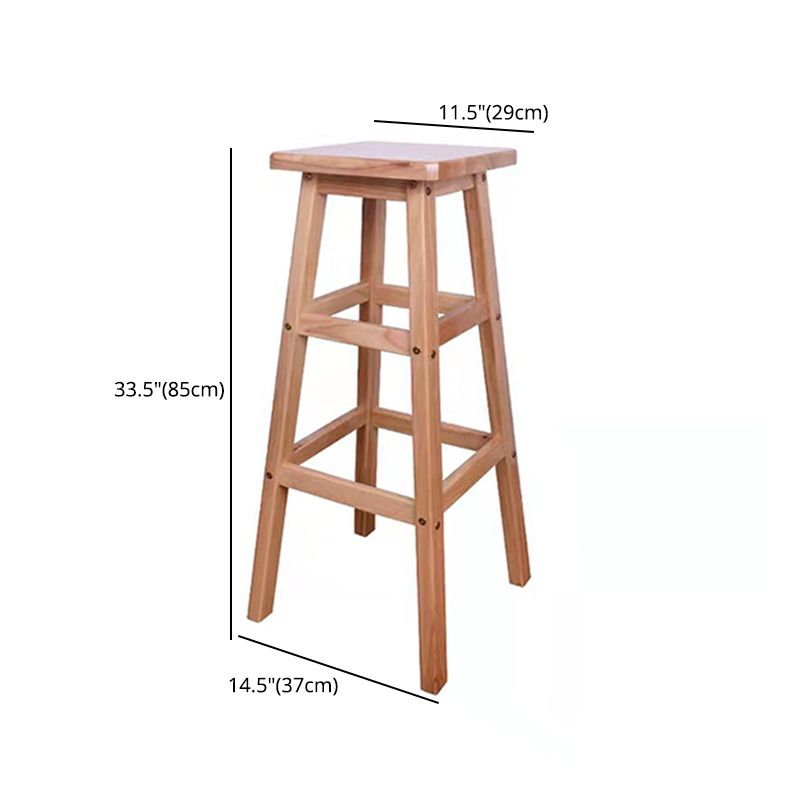 Modern Armless Backless Counter Stool Wood Bar Stool with Footrest