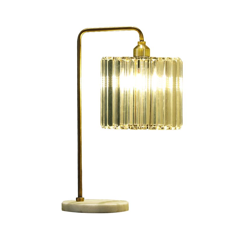 Tambre de tambor Mesa nocturna Luz Simplicidad Cristal de faceta transparente 1 Lámpara de parada de noche de dormitorio ligero