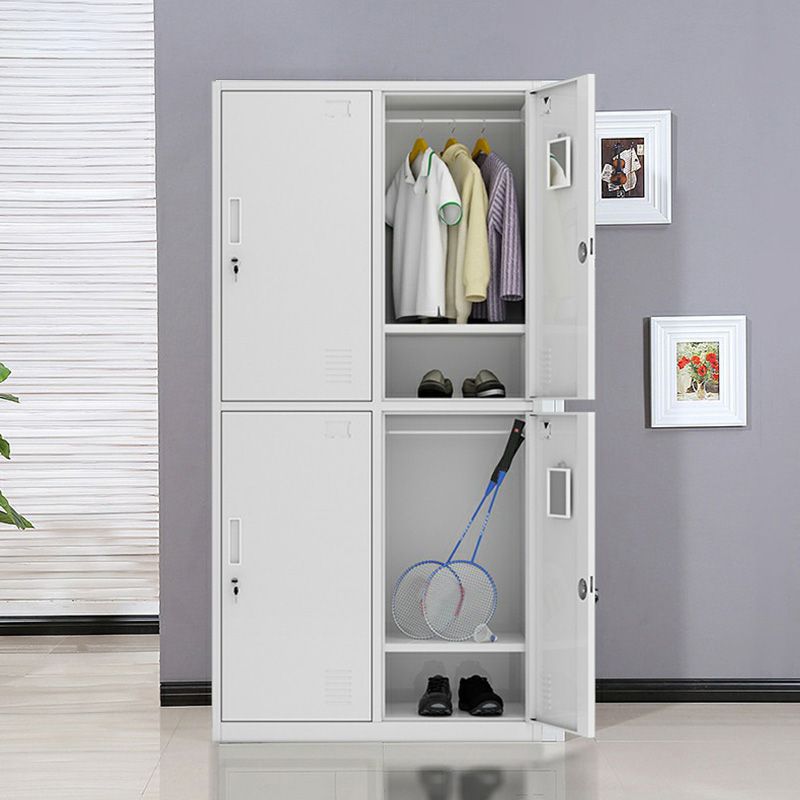 Metal Hinged Door Storage Cabinet Contemporary Gray Cabinet for Bathroom