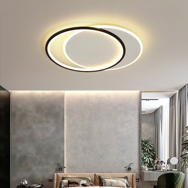 Geometrical Acrylic Flush Mount Ceiling Light Simplicity LED Black-White Flush Mount Light
