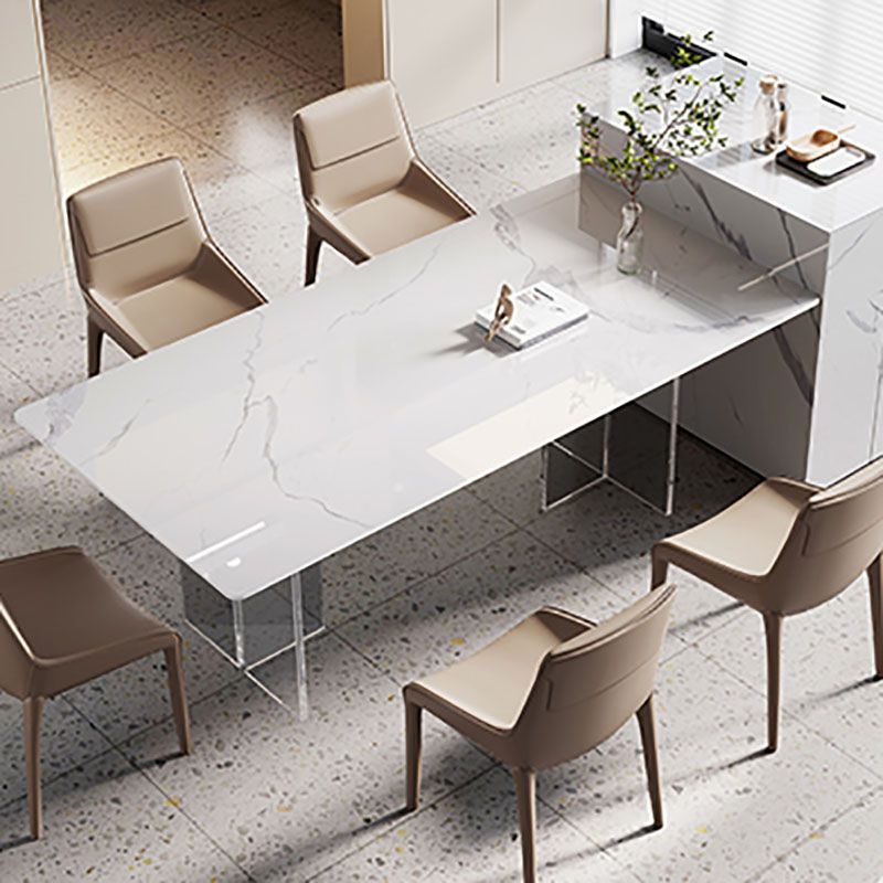 Modern Sintered Stone Dining Table Acrylic Dinner Room Kitchen Table