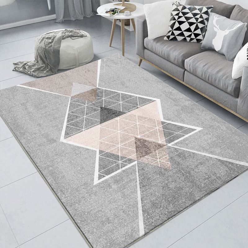 Trendy Living Room Rug Multi Colored Geometric Printed Area Rug Polypropylene Non-Slip Stain-Resistant Rug