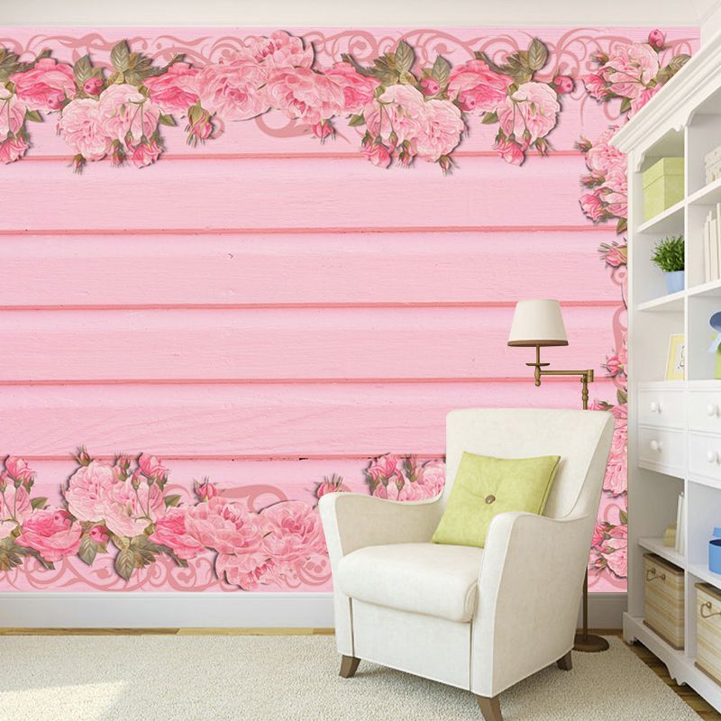 Illustration Stain Resistant Wallpaper Flowers Living Room Wall Mural