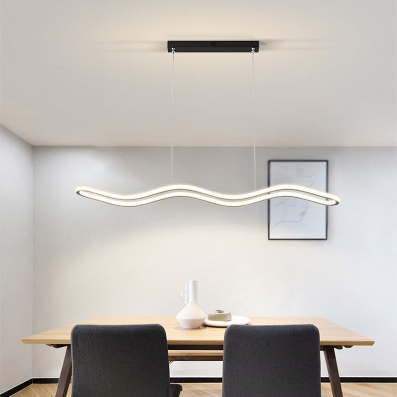 Single Black/White Kitchen Island Lighting Statement LED Island Pendant Lighting