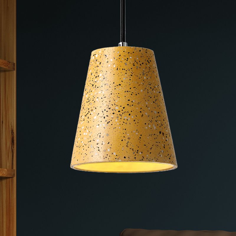 Concrete Cone Pendant Lighting Simplicity 1 Light Black/White/Brown Hanging Light