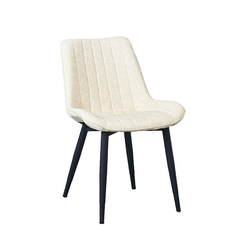 Silla lateral escandinava interior Silla de comedor con respaldo sólido tapizada de metal