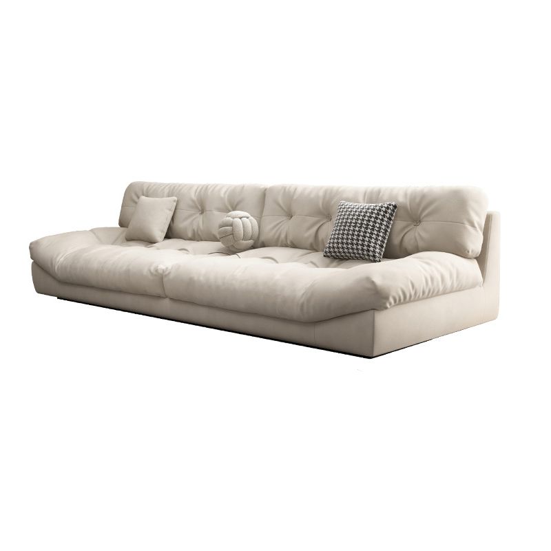 Tufted Split-Back Contemporary Standard Settee Couch in Beige