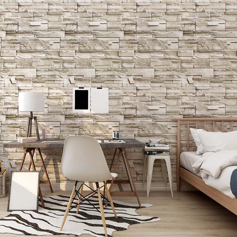Rustic Brick Wallpaper Roll for Boys Bedroom 19.5' L x 17.5" W Peel Wall Decor in Brown