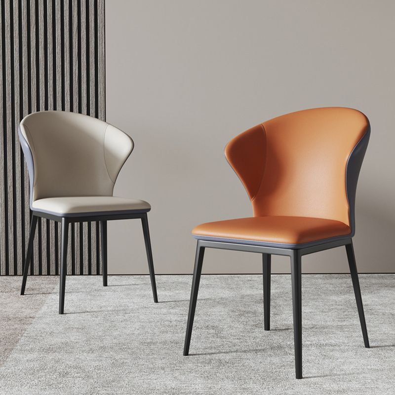 Contemporary Style Windsor Back Chair Armless Side Chairs with Metal Legs for Kitchen