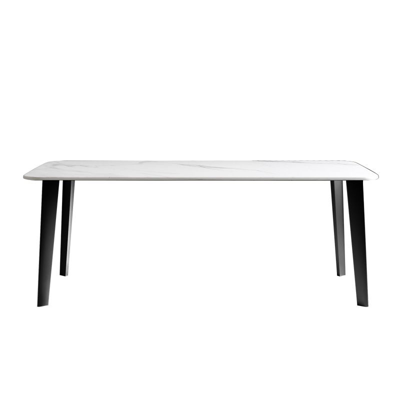 Black Steel 4-foot Table Industrial Rectangle Stone Top Dining Room Table