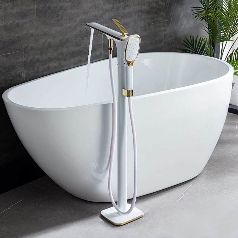 Floor Mounted Copper Freestanding Tub Filler Swivel High Arc Tub Filler Trim