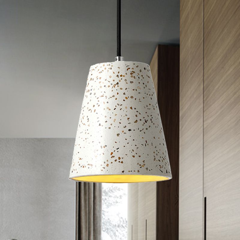 Concrete Cone Pendant Lighting Simplicity 1 Light Black/White/Brown Hanging Light