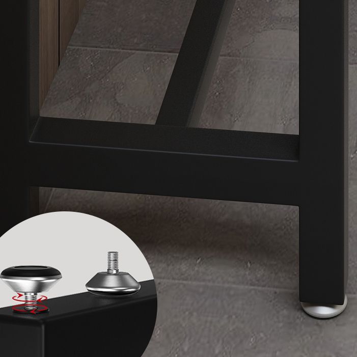 Industrial Metal Counter-height Stool Footrest Low Back Outdoor Counter Bar Stool in Black