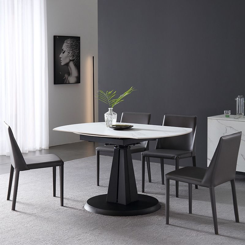 Metal Modern Dining Room Set with Round Table and Pedestal Base Dining Set with Wingback Chairs
