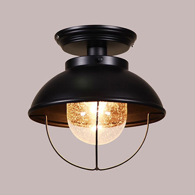 Lampada da incasso nera industriale a 1 testa montata a soffitto per esterni