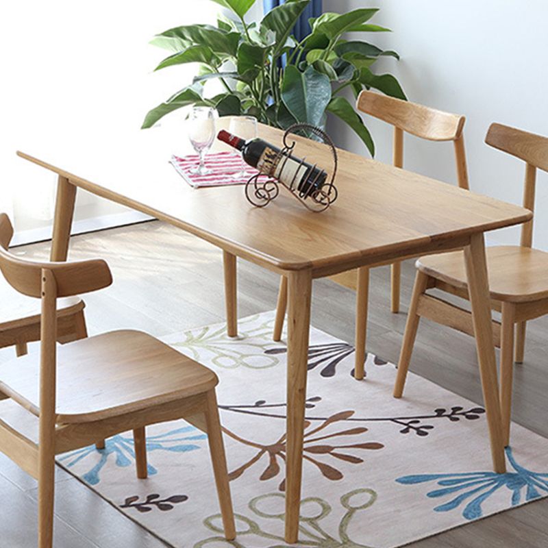 Rechthoek witte eiken vaste houten tafel moderne eettafel met 4 poten voor restaurant