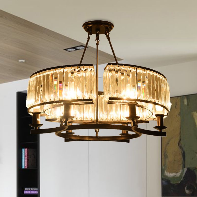 Chandelier en cristal en forme de tambour contemporain 6/8/10 LUMILES PRENDANT PROSIBLE NOIR / GOL