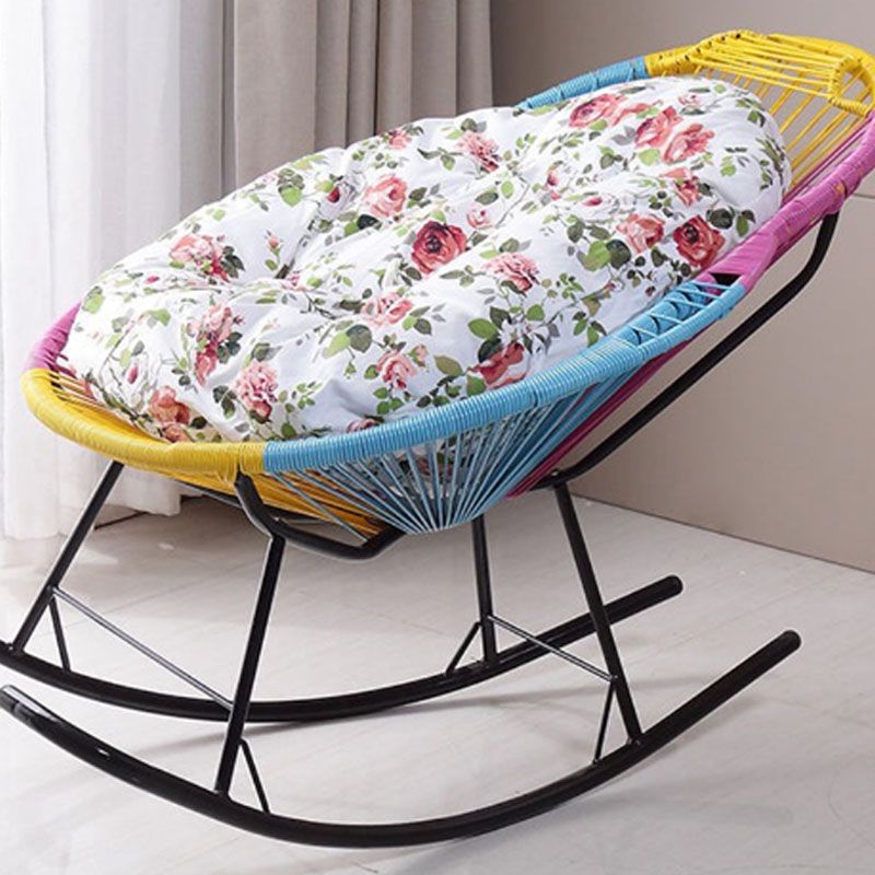 Modern Woven Rope Rocker Chair Rattan Rocking Chair for Living Room