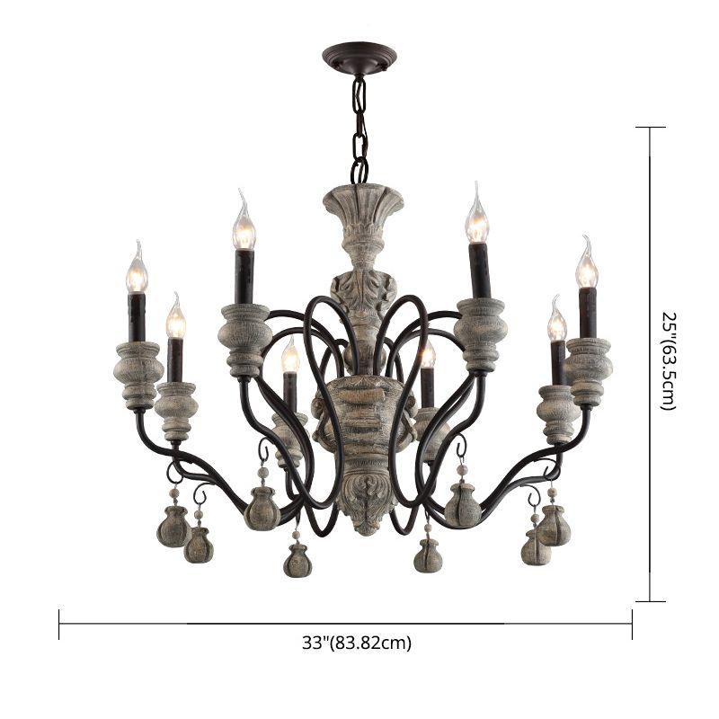 Vintage Candlesticks Styling Resin Chandelier Metal Gooseneck Arm Design Rustic Style Lighting Pendant