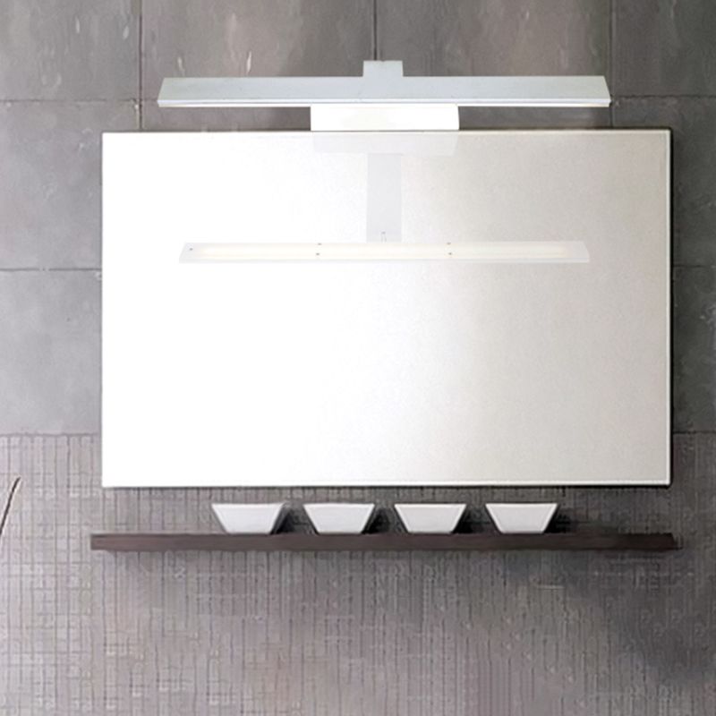 Linear Metal Wall Sconce Modern 1 Light Mirror Wall Mount Light Fixture in White