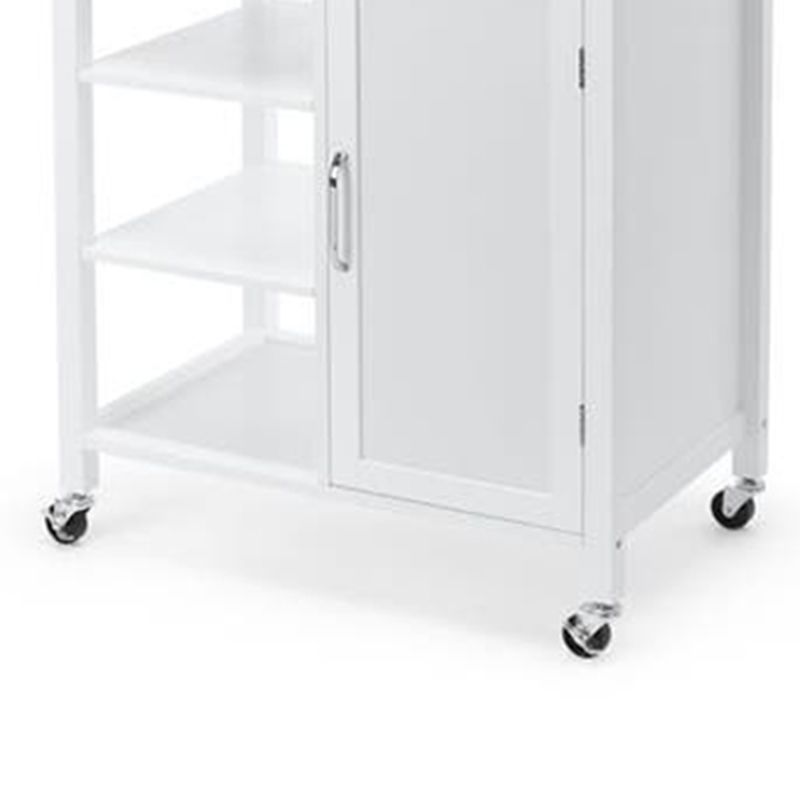 Matte Finish Wooden Kitchen Cart with Open Storage and Wheels