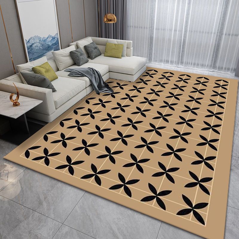 Green Casual Rug Polyester Check Pattern Rug Stain Resistant Rug for Home Decor