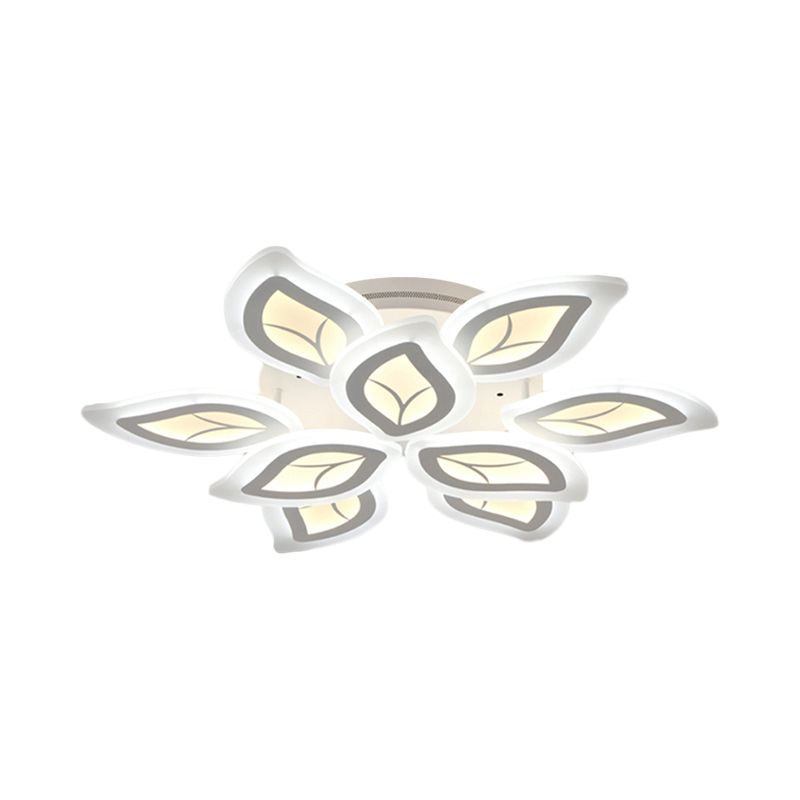Montaggio a filo a foglia luce moderna acrilica 4/6/9 luci a LED bianco Apparecchiatura a LED in luce calda/bianca/naturale