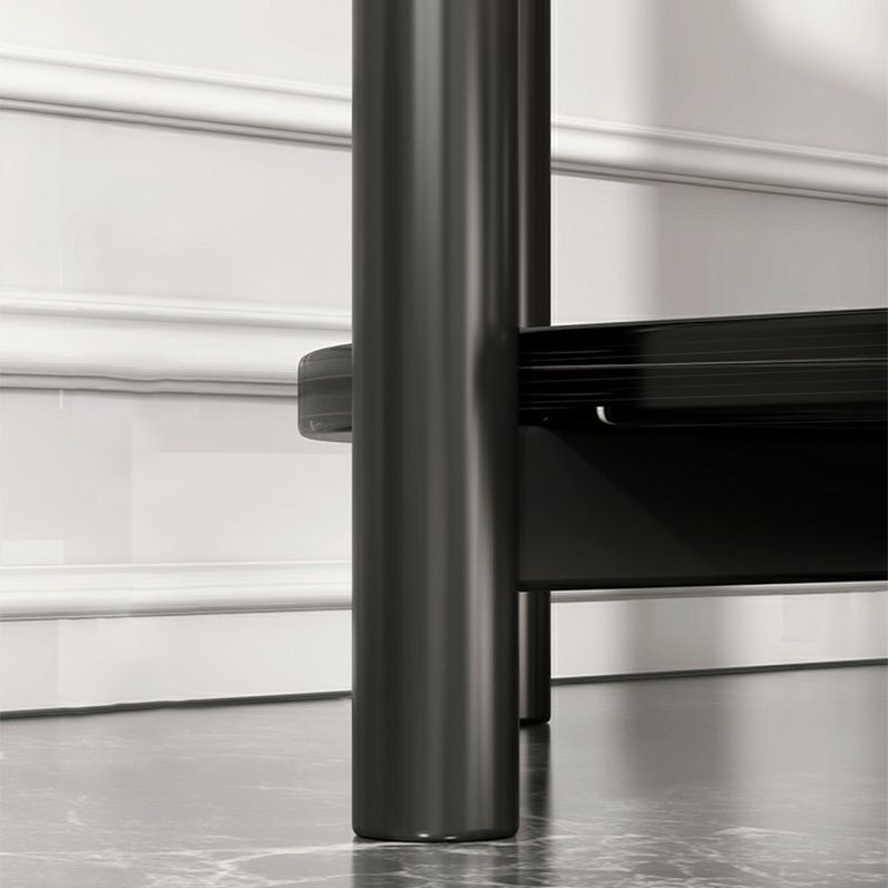 Glam Metal Side Table with Shelves Geometric Stone Top Accent Side Table