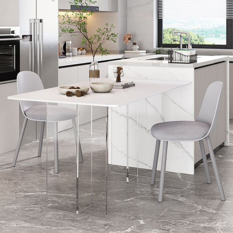 1/2/5/7 Pieces Modern Sintered Stone Top Dining Acrylic Base Set for Home