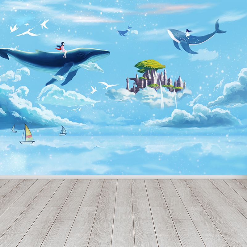 Dreamy Wonderland Wallpaper Mural Girls Room Cartoon Scene Wall Covering, Custom Size