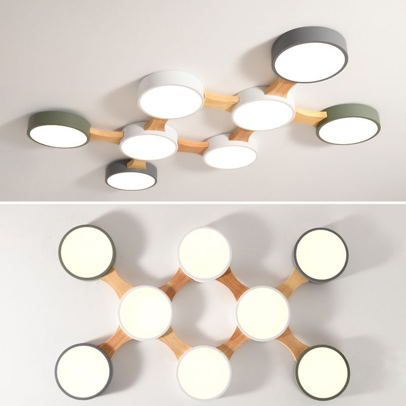 Moderne minimalistische LED-plafondlamp Houten Spoetnik Inbouw met acrylkap