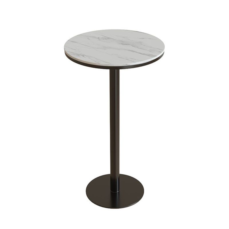 Industrial Metal Bar Table Faux Marble 23.6" Round Top Indoor Bistro Table